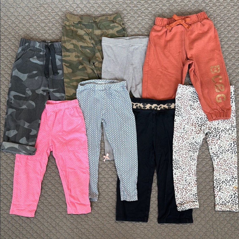 8 Piece Girls’ Leggings & Pants Set/Lot. Size 24m/ 2T. See photos for Brands.